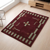 Hand Tufted Wool Rug, Modern Abstract Geometric Border Design