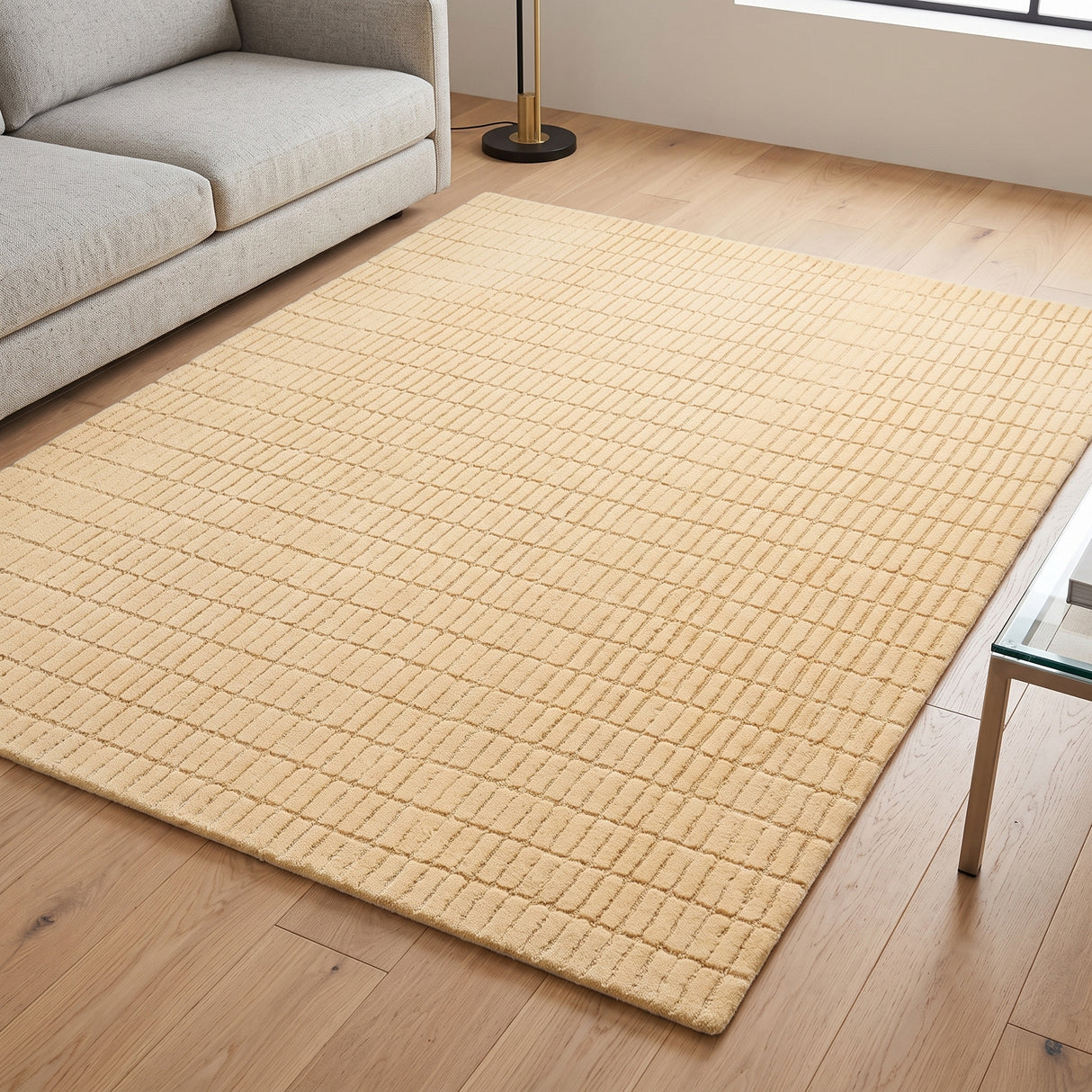 Hand-Tufted 100% Wool Rug – Unique Modern Geometric Grid Pattern