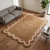 Modern Hand Tufted Wool Rug | Handmade Scalloped Border Carpet