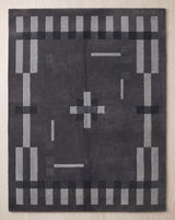 Hand Tufted Wool Rug, Modern Abstract Geometric Border Design
