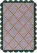Modern Hand Tufted Wool Rug, Scalloped Border, Geometric Diamond Pattern,