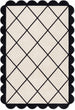 Modern Hand Tufted Wool Rug, Scalloped Border, Geometric Diamond Pattern,