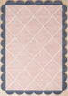 Modern Hand Tufted Wool Rug, Scalloped Border, Geometric Diamond Pattern,