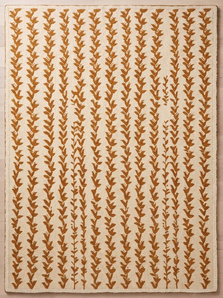Hand-Tufted Wool Area Rug, Botanical Vine Pattern, Soft Thick Wool Carpet