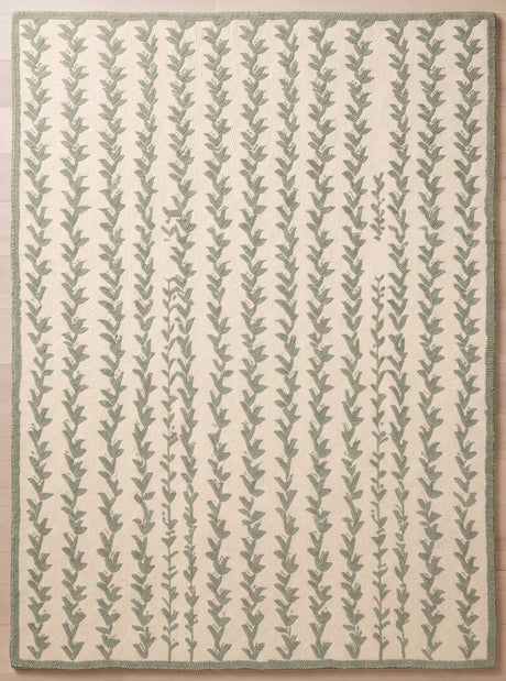 Hand-Tufted Wool Area Rug, Botanical Vine Pattern, Soft Thick Wool Carpet