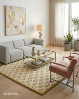 Hand Tufted Wool Area Rug Floral Dot Pattern