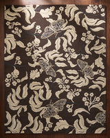 Hand Tufted Wool Rug, Floral Butterfly Botanical Pattern
