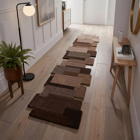 Modern Colorful Palette Irregular Shape Runner Wool Rug