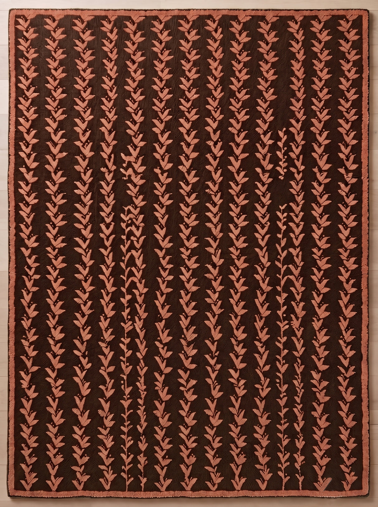 Hand-Tufted Wool Area Rug, Botanical Vine Pattern, Soft Thick Wool Carpet
