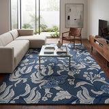 Hand Tufted Wool Rug, Floral Butterfly Botanical Pattern