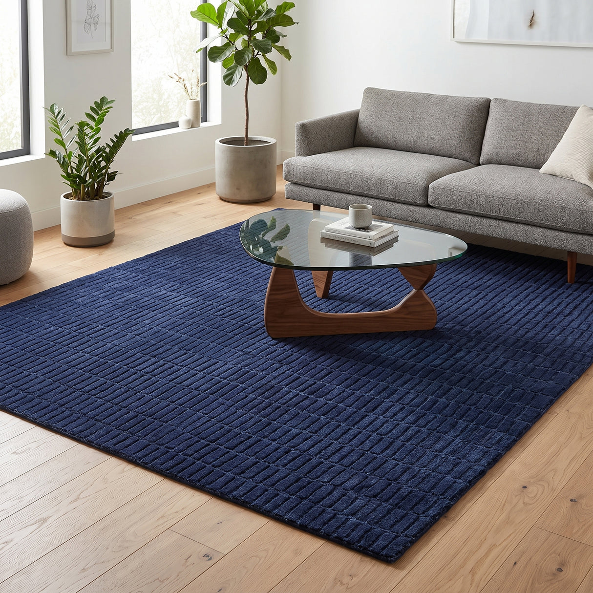 Hand-Tufted 100% Wool Rug – Unique Modern Geometric Grid Pattern