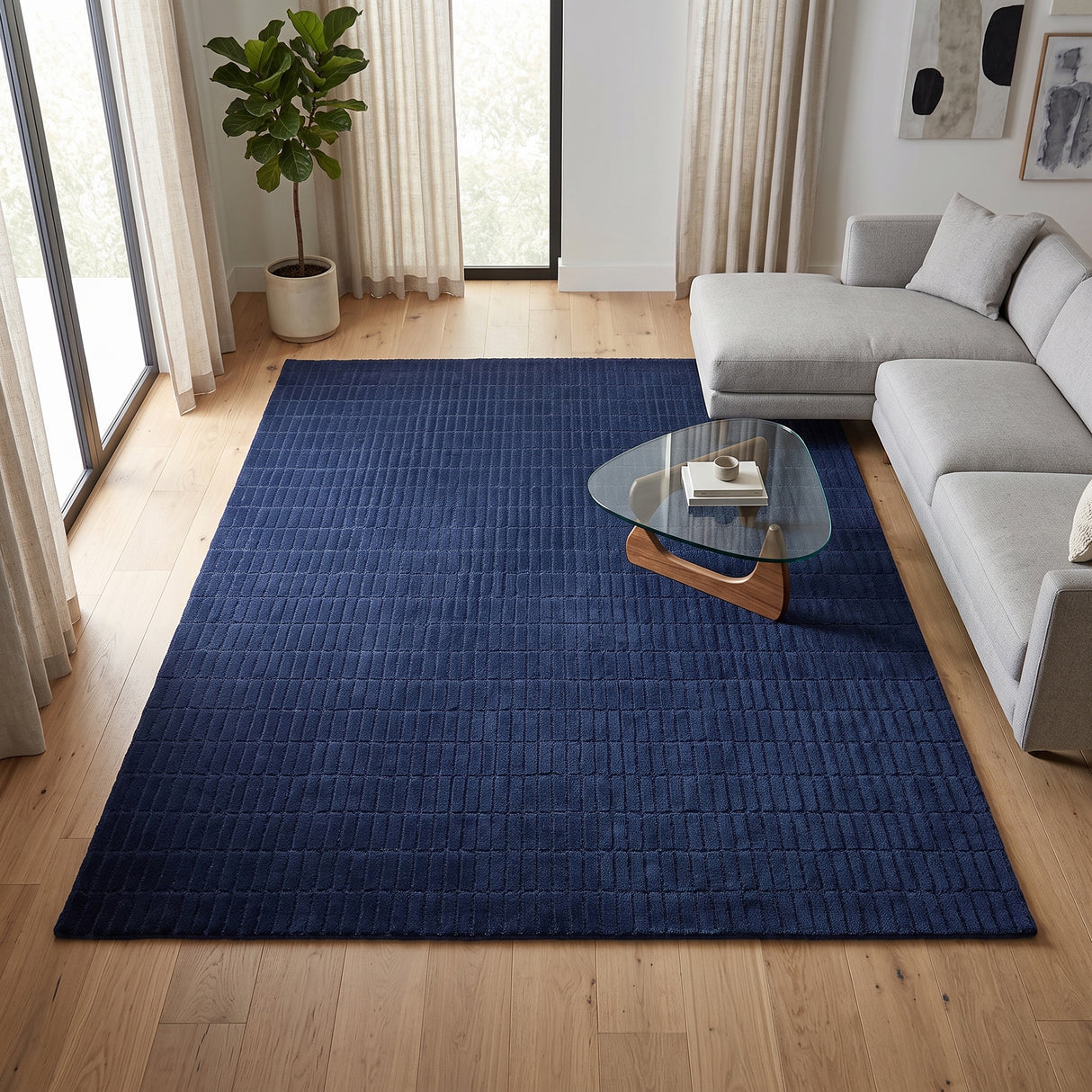 Hand-Tufted 100% Wool Rug – Unique Modern Geometric Grid Pattern