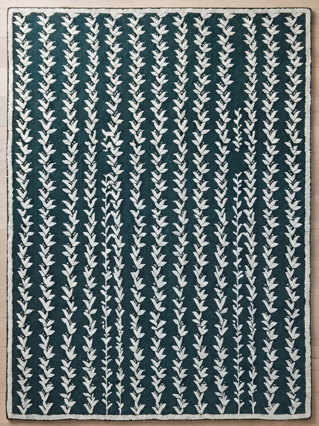 Hand-Tufted Wool Area Rug, Botanical Vine Pattern, Soft Thick Wool Carpet