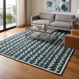 Hand-Tufted Wool Area Rug, Botanical Vine Pattern, Soft Thick Wool Carpet