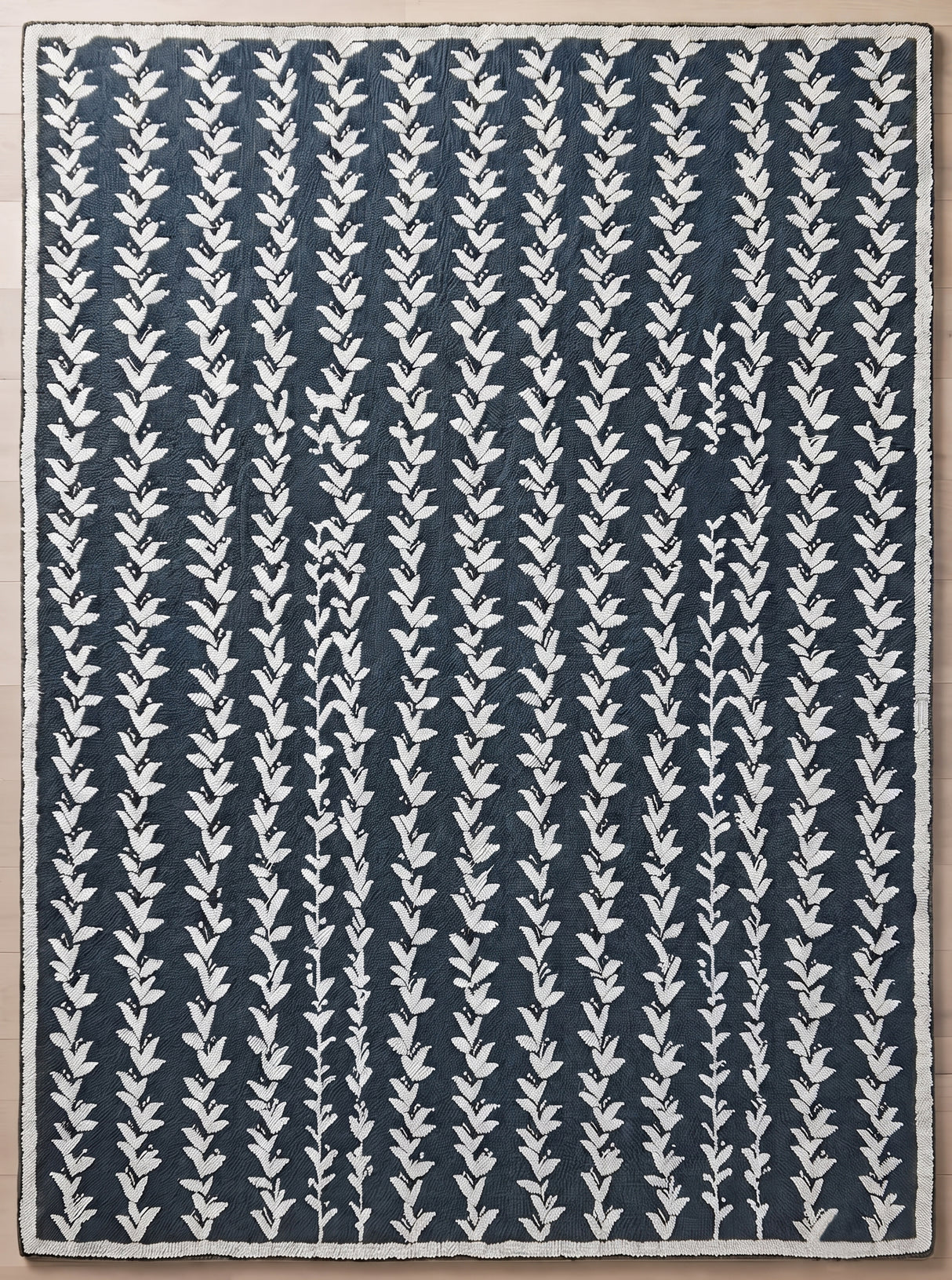 Hand-Tufted Wool Area Rug, Botanical Vine Pattern, Soft Thick Wool Carpet