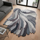 Handmade Irregular Shape Wool Rug | Unique Contemporary Colorful Botanical Design