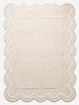 Modern Hand Tufted Wool Rug | Handmade Scalloped Border Carpet