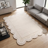 Modern Hand Tufted Wool Rug | Handmade Scalloped Border Carpet