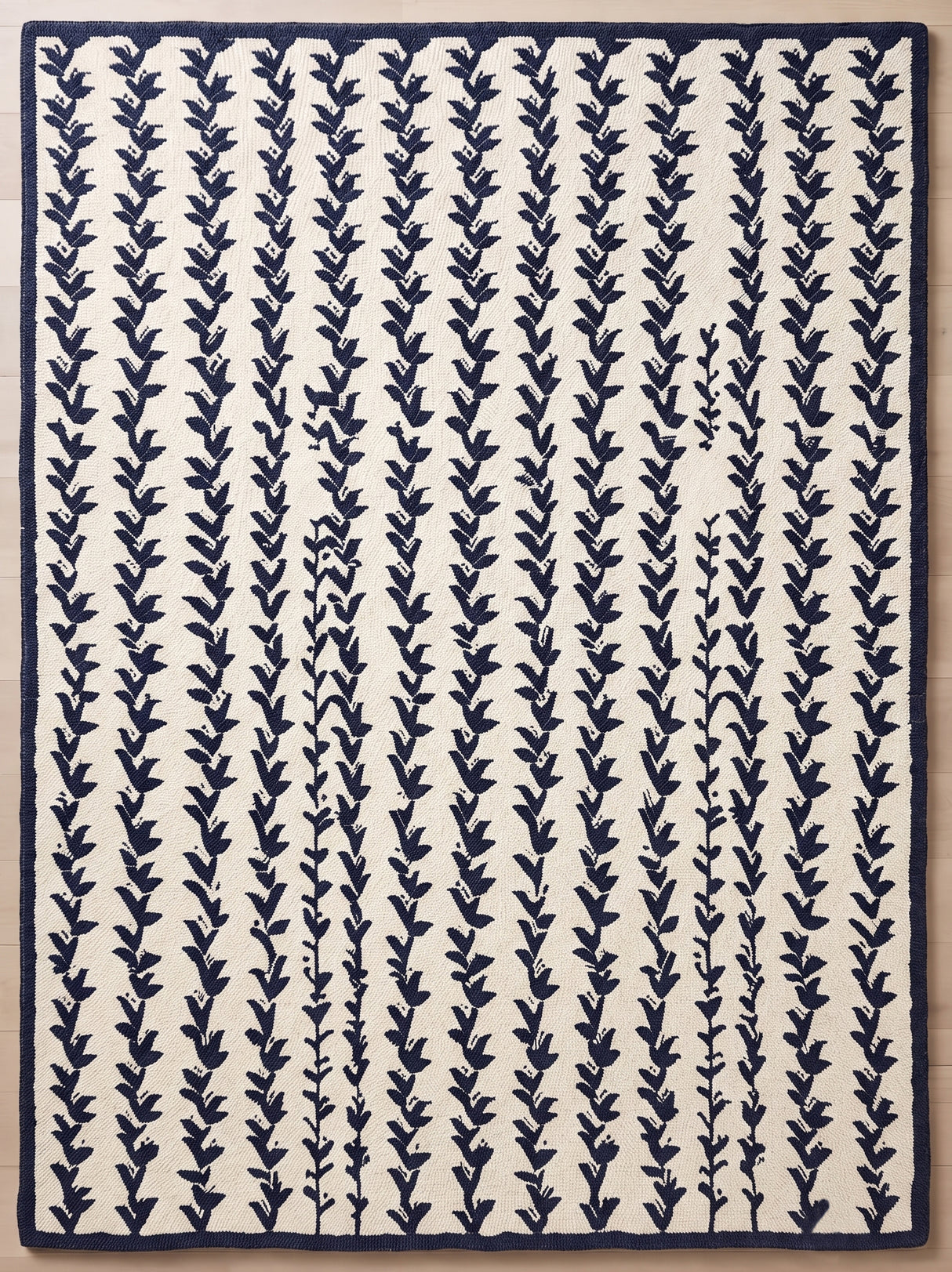 Hand-Tufted Wool Area Rug, Botanical Vine Pattern, Soft Thick Wool Carpet