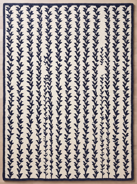 Hand-Tufted Wool Area Rug, Botanical Vine Pattern, Soft Thick Wool Carpet