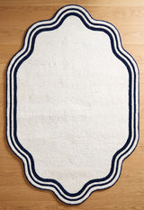 Modern Hand Tufted Wool Area Rug, Scalloped Border Design