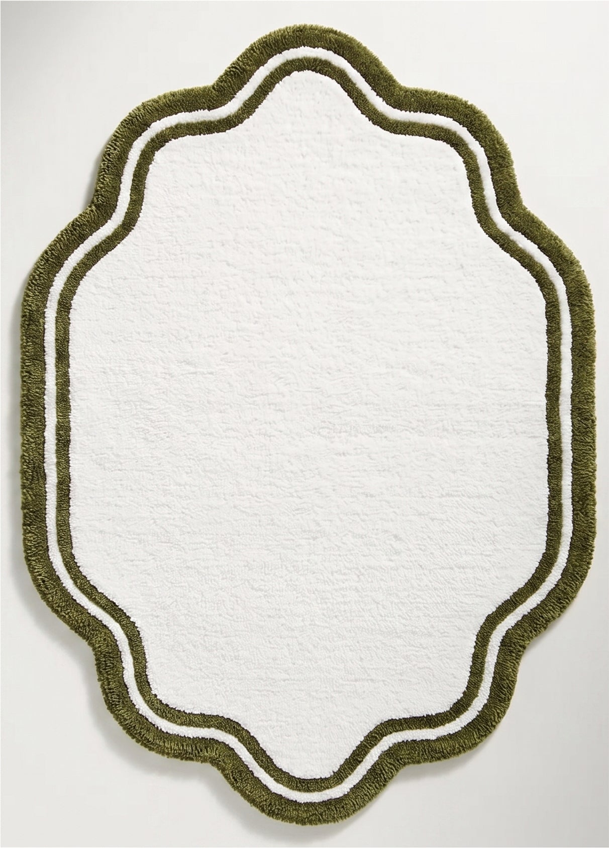 Modern Hand Tufted Wool Area Rug, Scalloped Border Design