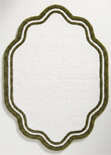 Modern Hand Tufted Wool Area Rug, Scalloped Border Design