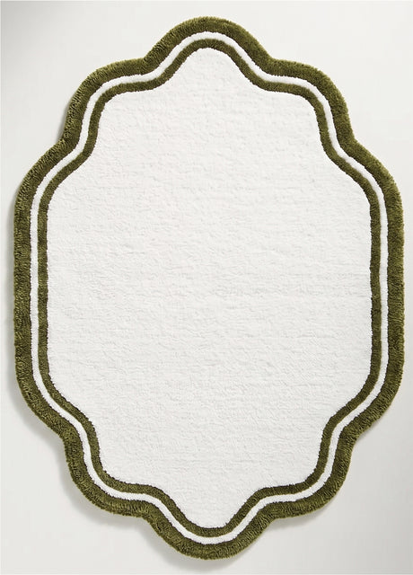 Modern Hand Tufted Wool Area Rug, Scalloped Border Design