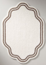 Modern Hand Tufted Wool Area Rug, Scalloped Border Design