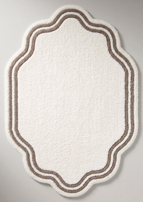 Modern Hand Tufted Wool Area Rug, Scalloped Border Design