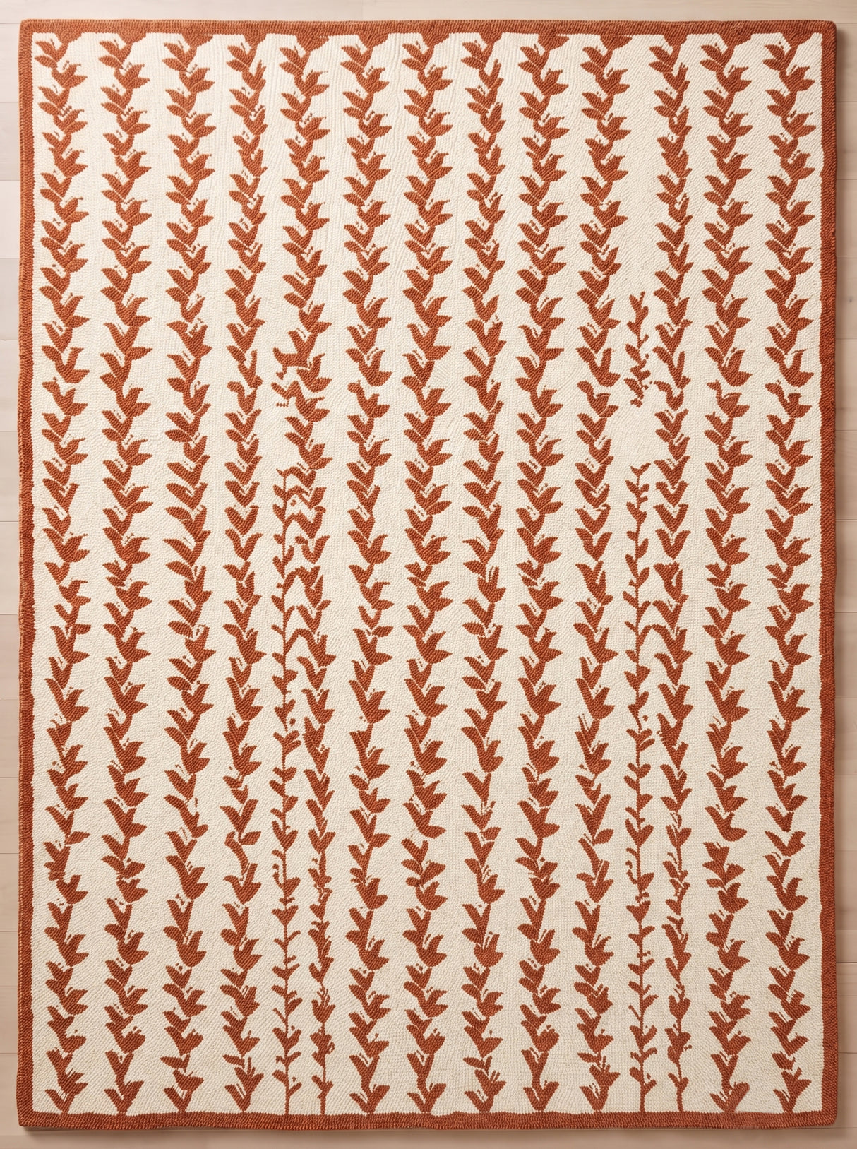 Hand-Tufted Wool Area Rug, Botanical Vine Pattern, Soft Thick Wool Carpet