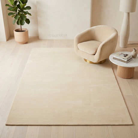 Solid Hand Tufted Wool Area Rug, Soft Plush Carpet