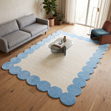 Hand-Tufted Scalloped Wool Area Rug | Modern Irregular Shape with Soft Plush Pile