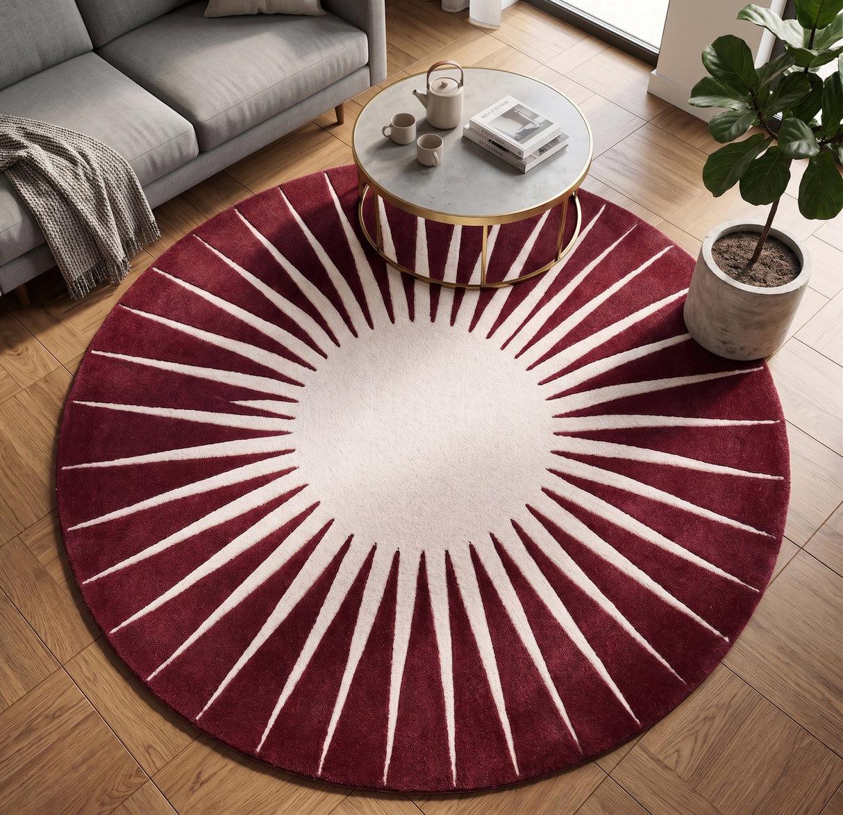 Modern Round Area Rug – Hand-Tufted with 100% New Zealand Wool