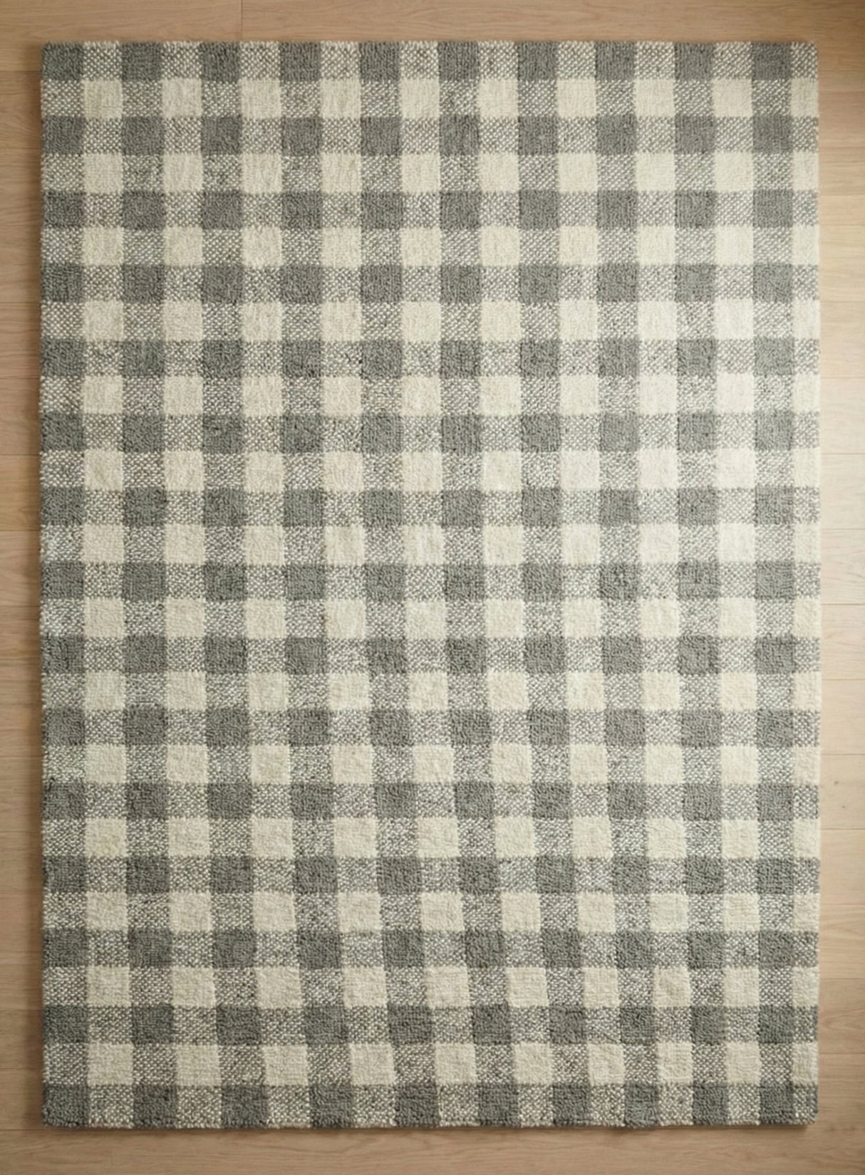 Handmade Checkered Area Rug, 100% New Zealand Wool