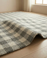 Handmade Checkered Area Rug, 100% New Zealand Wool