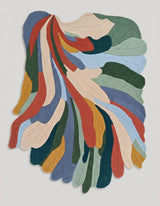 Handmade Irregular Shape Wool Rug | Unique Contemporary Colorful Botanical Design