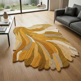 Handmade Irregular Shape Wool Rug | Unique Contemporary Colorful Botanical Design
