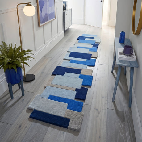 Modern Colorful Palette Irregular Shape Runner Wool Rug