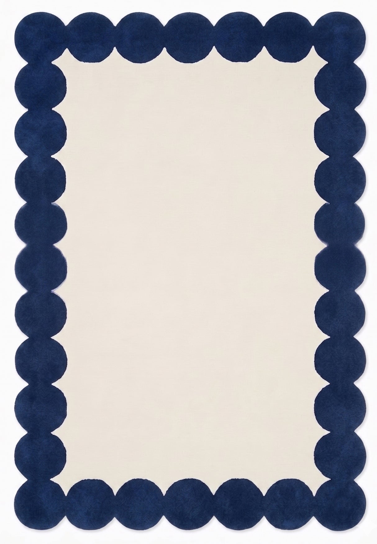 Hand-Tufted Scalloped Wool Area Rug | Modern Irregular Shape with Soft Plush Pile
