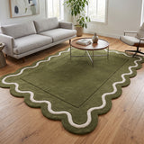 Modern Hand Tufted Wool Rug | Handmade Scalloped Border Carpet