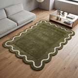 Modern Hand Tufted Wool Rug | Handmade Scalloped Border Carpet