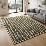 Hand-Tufted Wool Area Rug, Botanical Vine Pattern, Soft Thick Wool Carpet