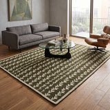 Hand-Tufted Wool Area Rug, Botanical Vine Pattern, Soft Thick Wool Carpet