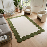 Hand-Tufted Scalloped Wool Area Rug | Modern Irregular Shape with Soft Plush Pile