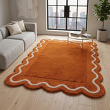 Modern Hand Tufted Wool Rug | Handmade Scalloped Border Carpet