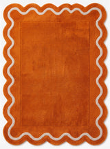 Modern Hand Tufted Wool Rug | Handmade Scalloped Border Carpet