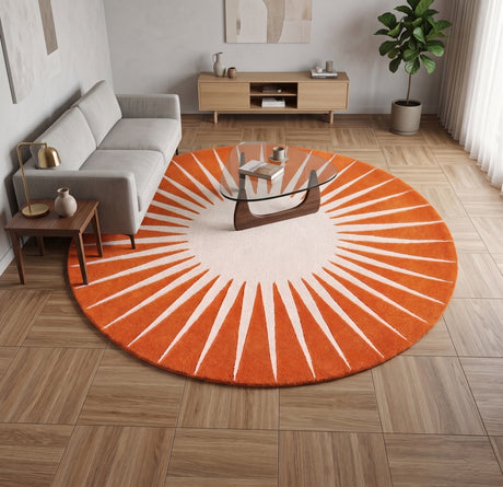 Modern Round Area Rug – Hand-Tufted with 100% New Zealand Wool