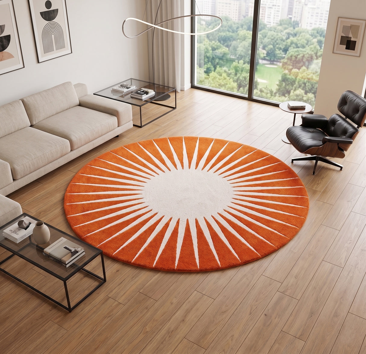 Modern Round Area Rug – Hand-Tufted with 100% New Zealand Wool