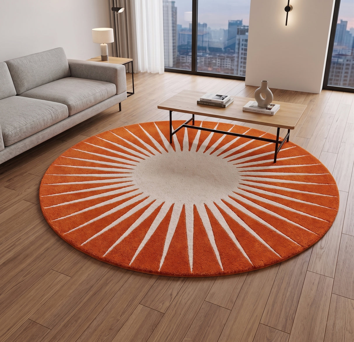 Modern Round Area Rug – Hand-Tufted with 100% New Zealand Wool